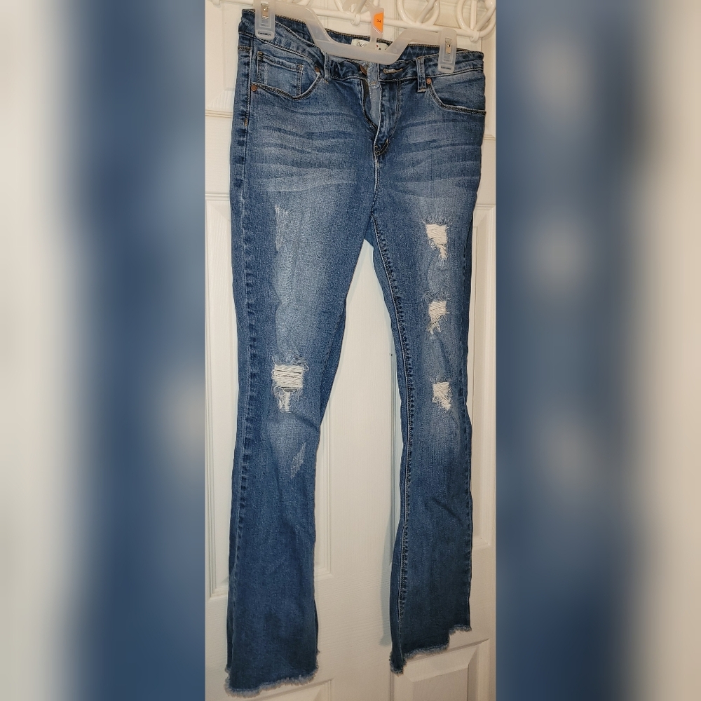 K's More Denim Distressed BootCut Jeans- Size 9